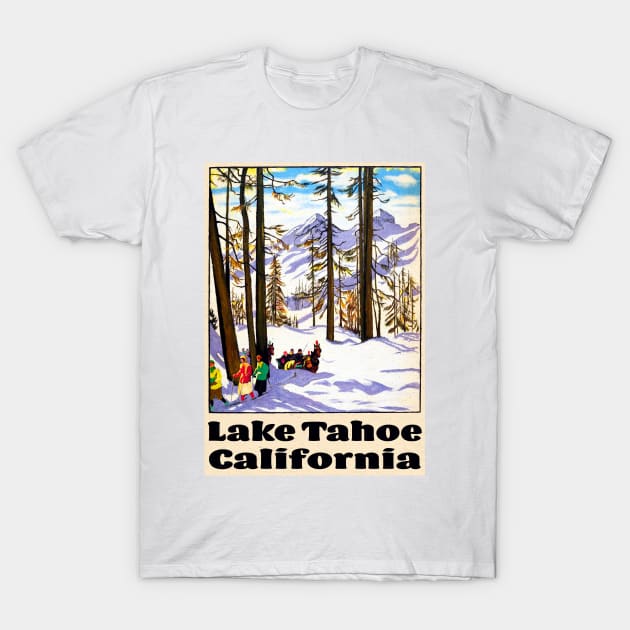 Ski Lake Tahoe Vintage California Skiing T-Shirt by TravelTime